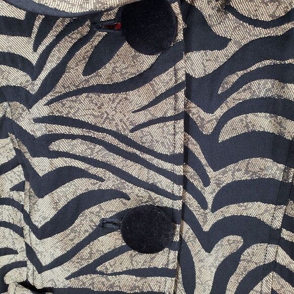 Vintage 3 Sisters Jacket Womens Bubble Zebra Print Belted Brown Medium With Tags - Picture 5 of 11